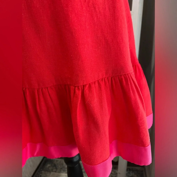 ASOS Red and pink linen blend dress - Picture 3 of 14